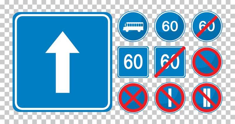 Set of blue road signs