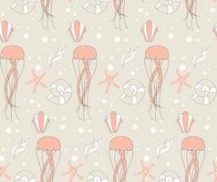 Seamless pattern with cute underwater scene vector