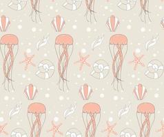 Seamless pattern with cute underwater scene vector