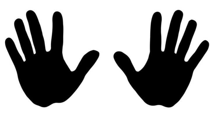 Silhouettes of the left and right palms