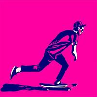 Stylish skater in jeans and sneakers vector