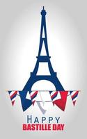 Bastille Day celebration banner with French elements vector