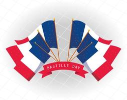 Banner de celebración del día de la bastilla con bandera nacional francesa vector