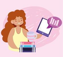 Online education with student girl and tablet vector