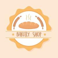 Bakery shop bread and rolling pin composition vector