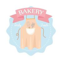 Bakery apron with whisk and spatula emblem vector