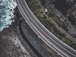 Aerial view of a road near the sea photo