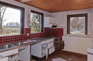 Kitchen of an old Dutch farm partly demolished