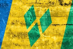 Saint Vincent and The Grenadines Flag painted on grunge wall