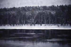 arte digital, efecto de pintura, paisaje de invierno, lago congelado, quebec, canadá
