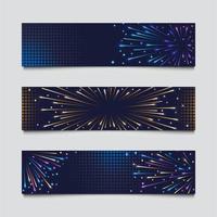 conjunto de coloridos fuegos artificiales banner vector