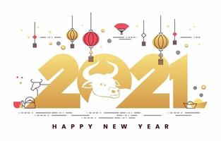 Chinese New Year 2021 Minimalist Concept vector