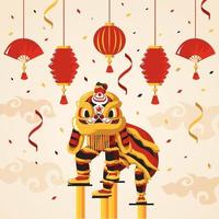 danza del león del año nuevo chino vector