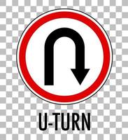 U-turn sign isolated on transparent background vector