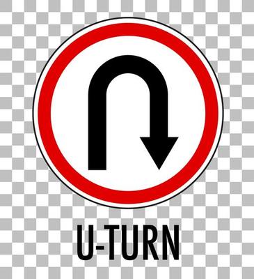 U-turn sign isolated on transparent background