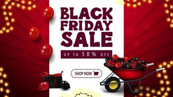 Black Friday Sale, red discount banner vector