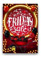 Black Friday Sale, red vertical discount poster vector