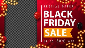 Black Friday Sale, red discount banner vector