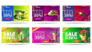 Collection of spring discounts templates vector
