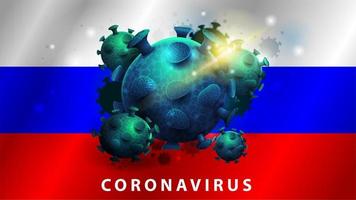 Sign of coronavirus COVID-2019 on Russia flag vector