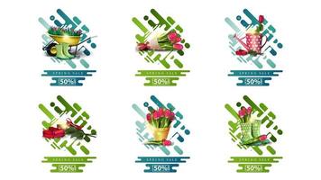 Spring sale, up to 50 off pop ups vector