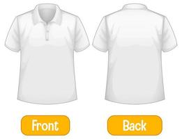 Opposite words with front and back of shirt vector