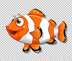 Clown fish cartoon character on transparent background vector