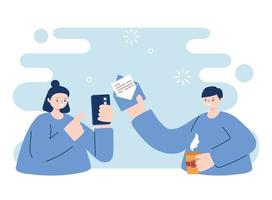 Young people with smartphone and envelope vector