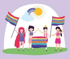 personajes lgbtqi de dibujos animados para la celebración del orgullo vector