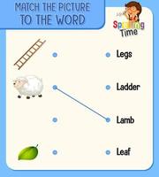 Match the picture to the word worksheet for children vector