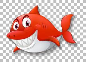 Shark smiling cartoon character on transparent background vector