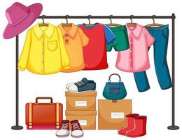 Isolated clothes on the rack display vector