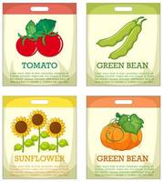 Set of different seed packaging on white background vector