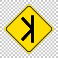 Yellow traffic warning sign on transparent background vector