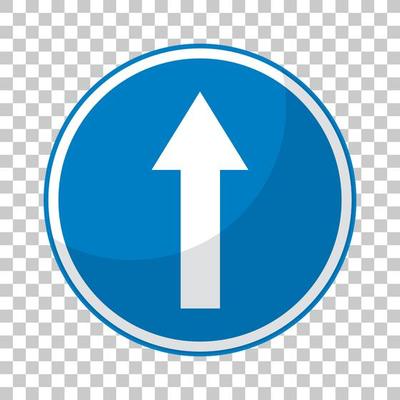 Blue traffic sign on transparent background