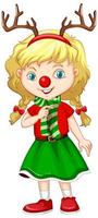 Cute girl in christmas costume cartoon character vector