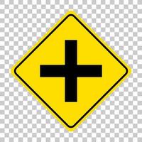 4 way intersection sign isolated on transparent background vector