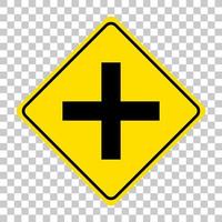 4 way intersection sign isolated on transparent background vector