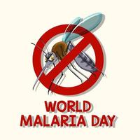 logotipo del día mundial de la malaria o pancarta con letrero de mosquito vector