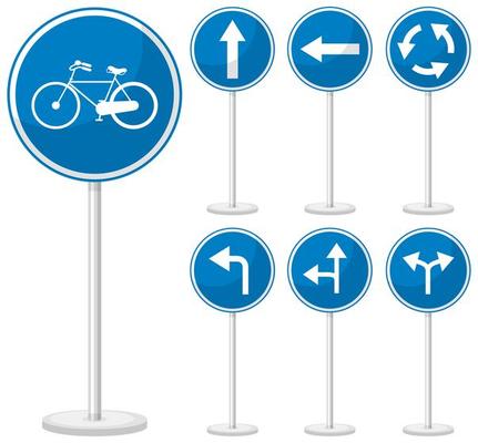 Blue traffic sign on white background