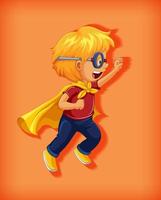 Boy wearing superhero with stranglehold in standing position cartoon character portrait isolated vector