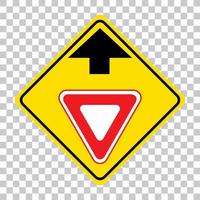 Yellow traffic warning sign on white background vector