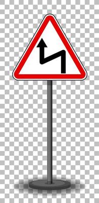 Left reverse bend sign with stand isolated on transparent background