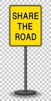 Yellow traffic warning sign on transparent background vector