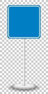 Blue traffic sign on transparent background