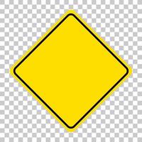 Yellow traffic warning sign on transparent background vector