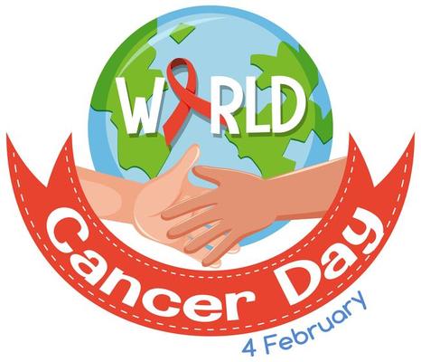 World Cancer Day logo or banner with red ribbon