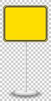 Yellow traffic warning sign on transparent background vector