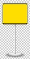 Yellow traffic warning sign on transparent background vector