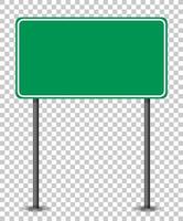 Empty green traffic banner on transparent background vector